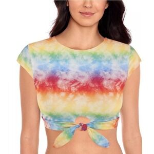 Salt & Cove Rainbow Tie Dye Crop Bikini Top XXL